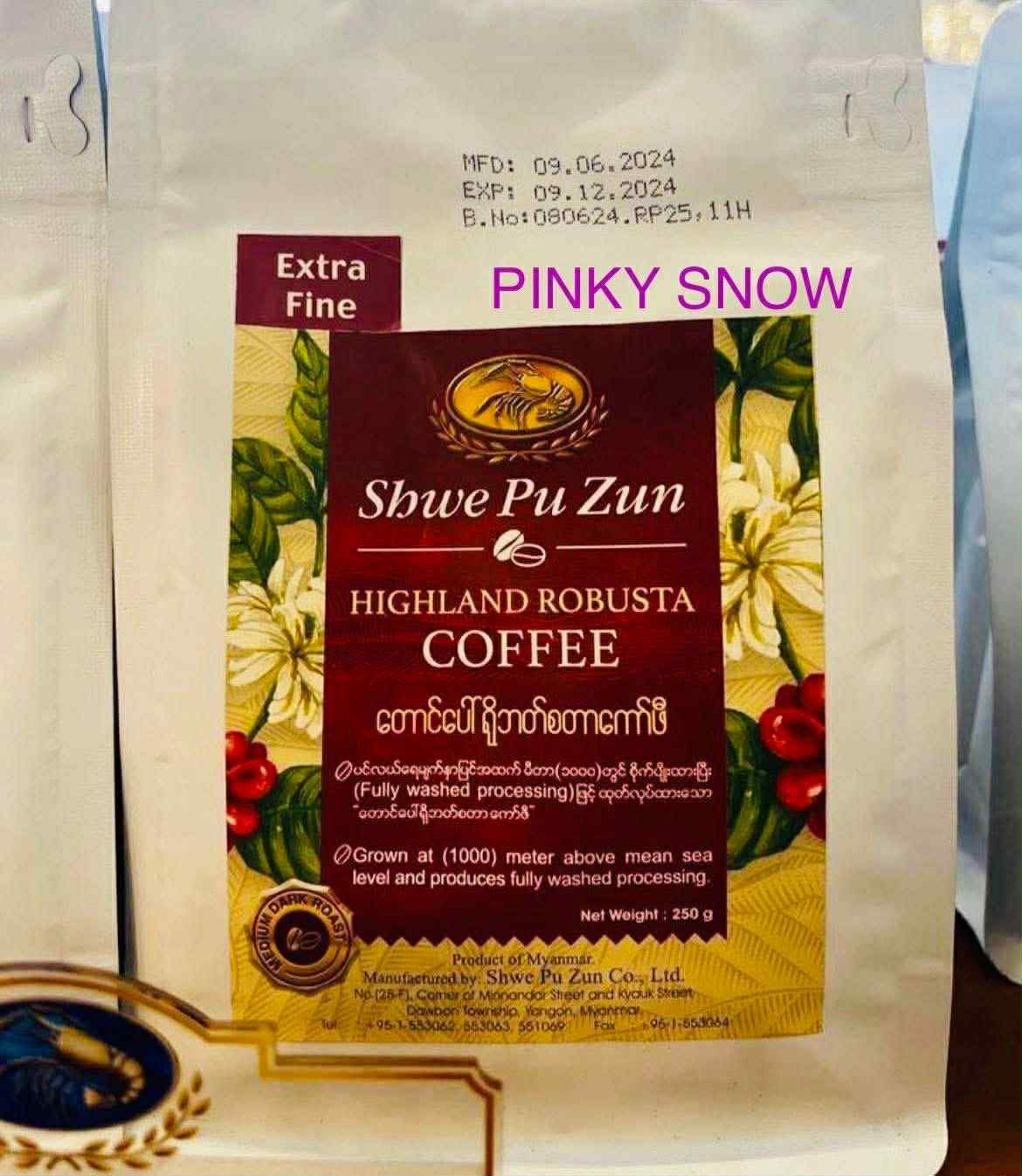 ရွှေပုစွန် တောင်ပေါ်ရိုဘတ်စတာကော်ဖီ (Extra Fine)