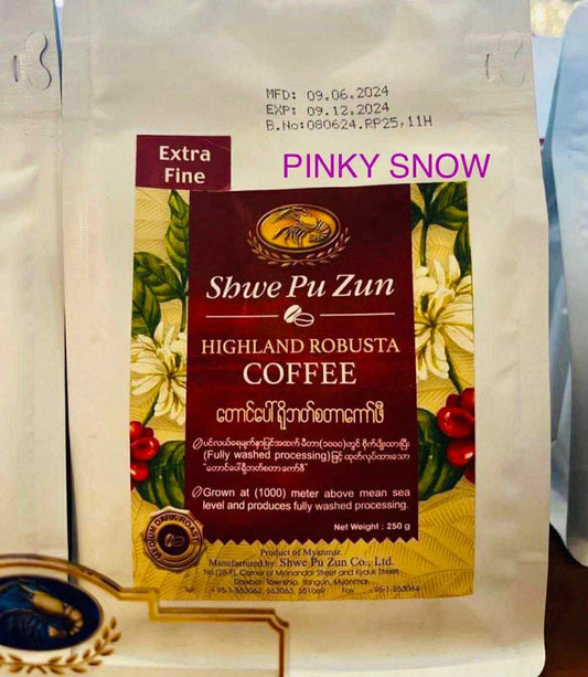 ‌ရွှေပုစွန် တောင်ပေါ်ရိုဘတ်စတာကော်ဖီ (Extra Fine)